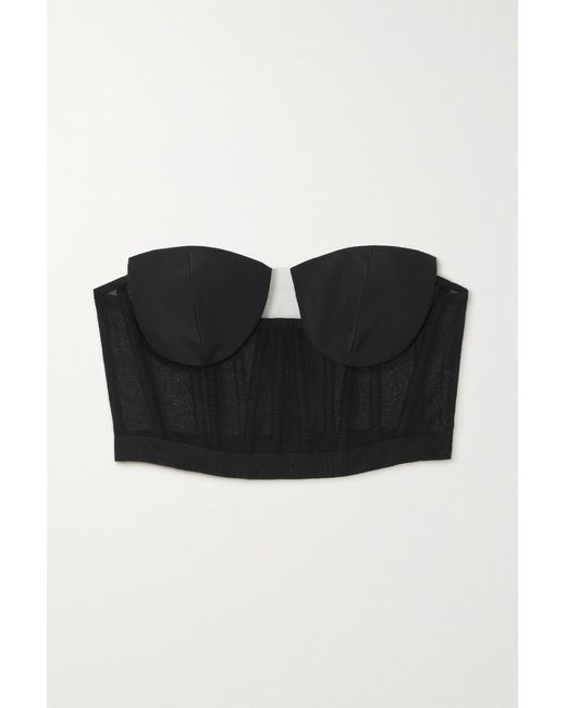 Carolina Herrera Strapless Cropped Silk And Cotton Bustier Top in Black ...