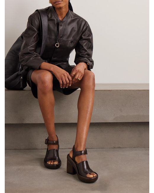 Lemaire Black Padded Leather Platform Sandals