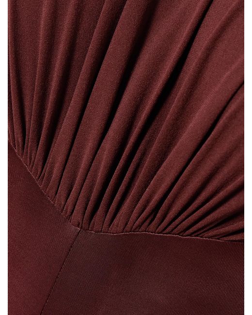 Galvan Gathered Satin-Jersey Gown