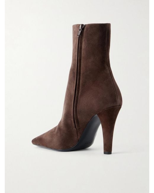 Saint Laurent Brown Jill 95 Suede Ankle Boots