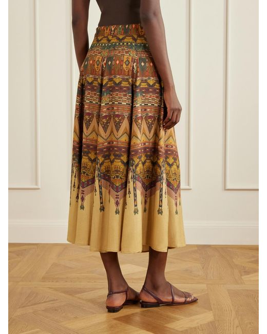 Emporio Sirenuse Natural Kendal Desert Printed Woven Silk-Blend Maxi Skirt