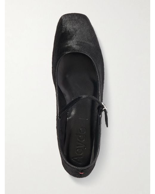 Aeyde Black Uma Calf Hair Mary Jane Ballet Flats