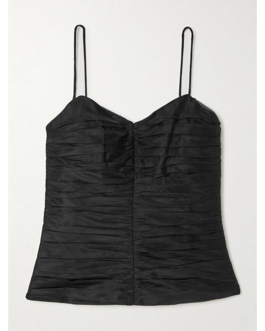 Aje. Black Gia Ruched Crepe Top