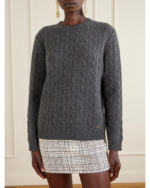 Valentino Garavani Gray Cable-Knit Wool Sweater