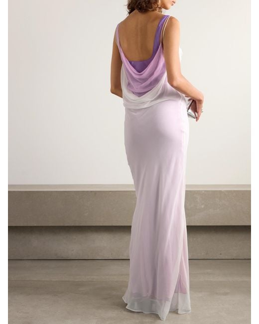 Christopher Esber Pink Cowl Layered Draped Silk-Georgette Maxi Dress