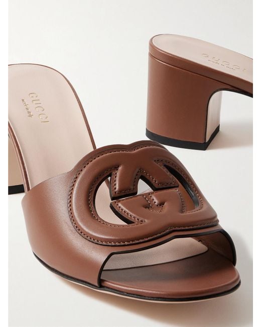 Gucci Brown Slide Sandal With Interlocking G