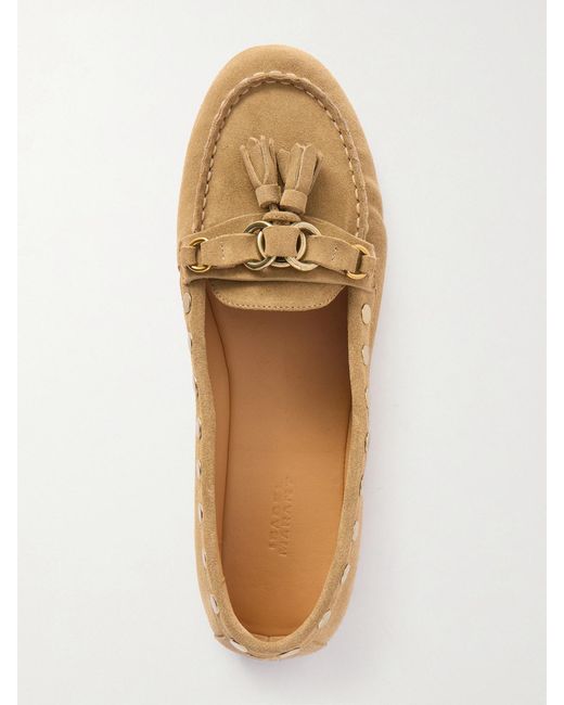 Isabel Marant Natural Faxel Embellished Suede Loafers