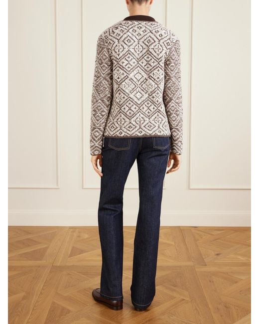 Loro Piana Multicolor Paroo Jacquard Knit Cashmere Cardigan