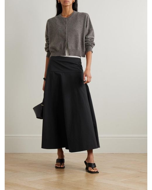 St. Agni Black Paneled Cotton-Blend Maxi Skirt