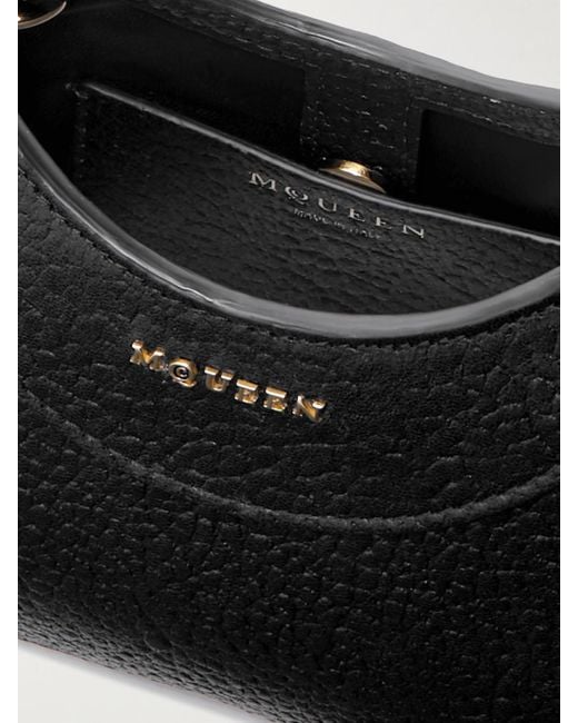 Alexander McQueen Black T-Bar Mini Schultertasche Aus Strukturiertem Leder Mit Verzierungen