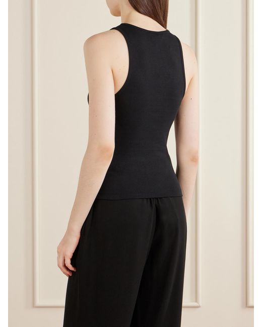 Matteau Black Organic Cotton-Jersey Tank