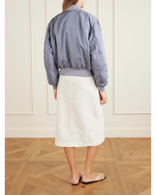 Auralee Blue Silk-Twill Bomber Jacket