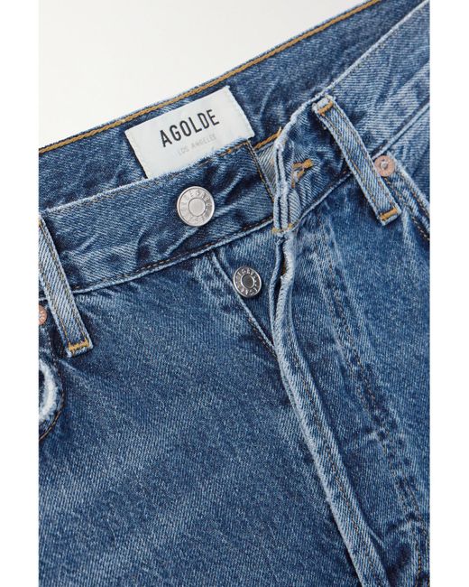 Agolde Blue Net Sustain 90's Pinch Waist Long High-Rise Straight-Leg Organic Jeans