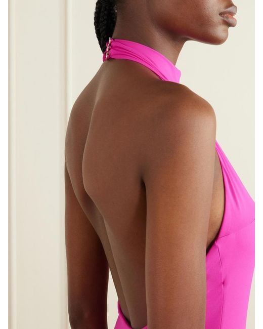 Taller Marmo Pink Knossos Fringed Swimsuit And Pareo Set