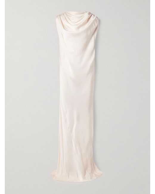 Kallmeyer White Toma Draped Satin Gown
