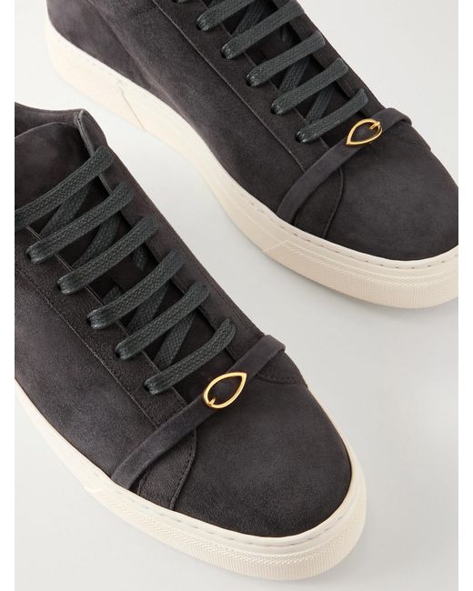 JENNIFER CHAMANDI Gray Embellished Suede Sneakers