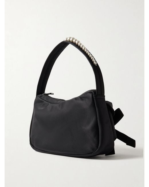Simone Rocha Black Webbing-Trimmed Faux Pearl-Embellished Shell Shoulder Bag