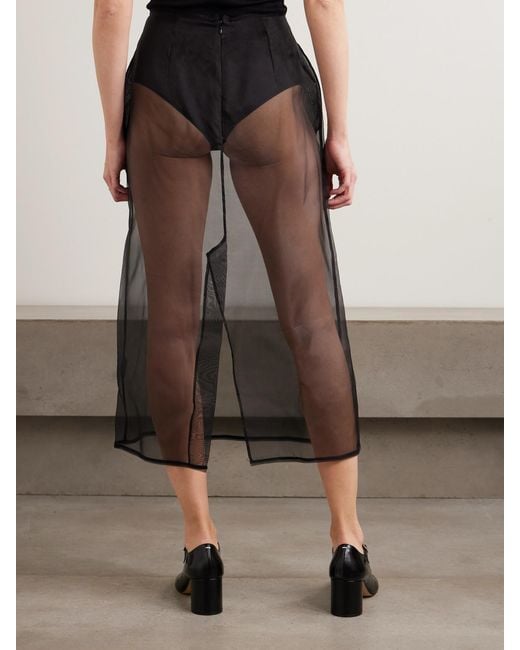 Simone Rocha Black Bow-Detailed Silk-Organza Midi Skirt
