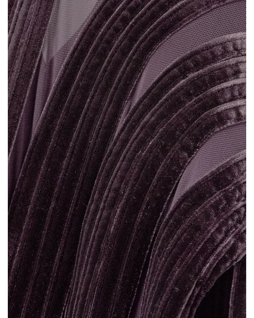 Tom Ford Purple Open-Back Cutout Paneled Tulle And Velvet Halterneck Gown