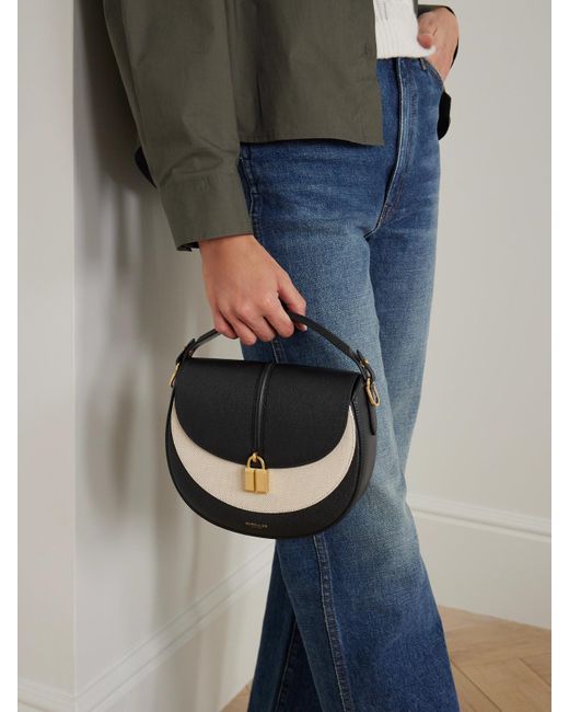 DeMellier London Black The Siena Saddle Schultertasche Aus Leder Und Canvas