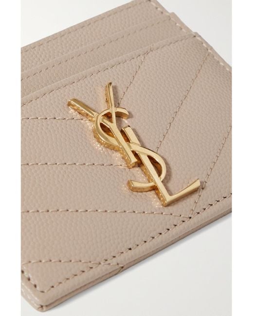 Saint Laurent Natural Monogramme Quilted Textured-Leather Cardholder