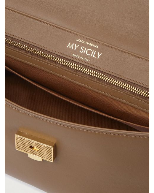 Dolce & Gabbana Brown My Sicily Schultertasche Aus Leder