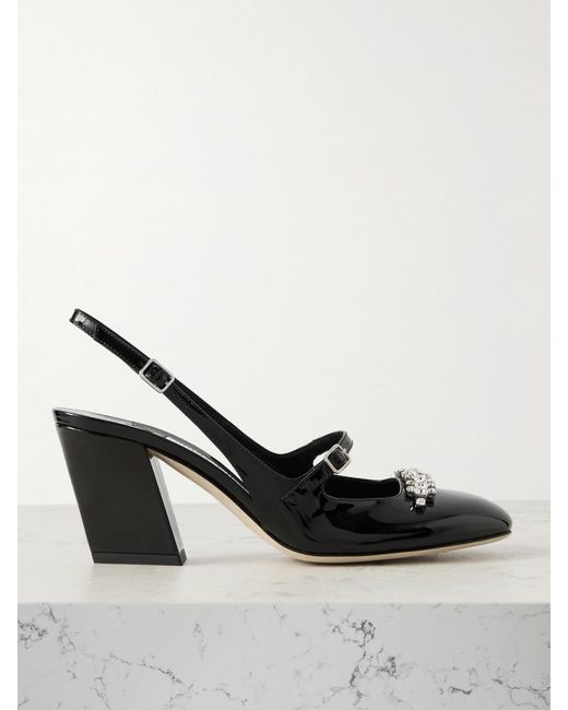 Jimmy Choo Black Belinda 70 Slingback-Pumps Aus Lackleder Mit Kristallen