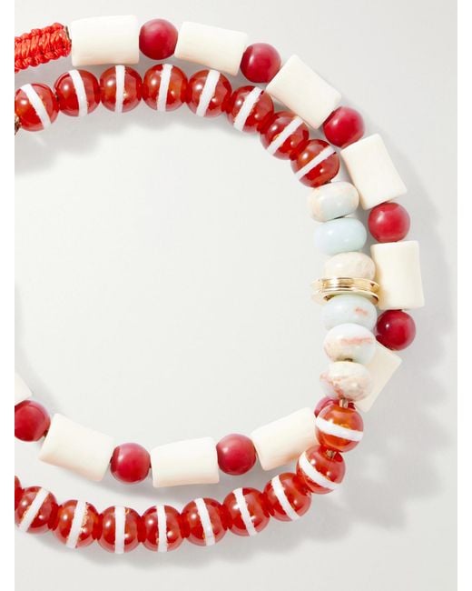 Roxanne Assoulin Red Set Of Two Paprika Agate Beaded Bracelets