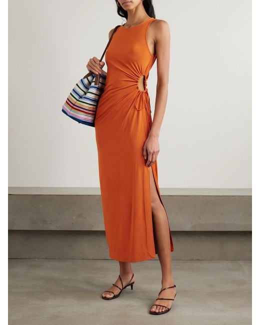 Max Mara Orange Caro Cutout Stretch-Jersey Midi Dress