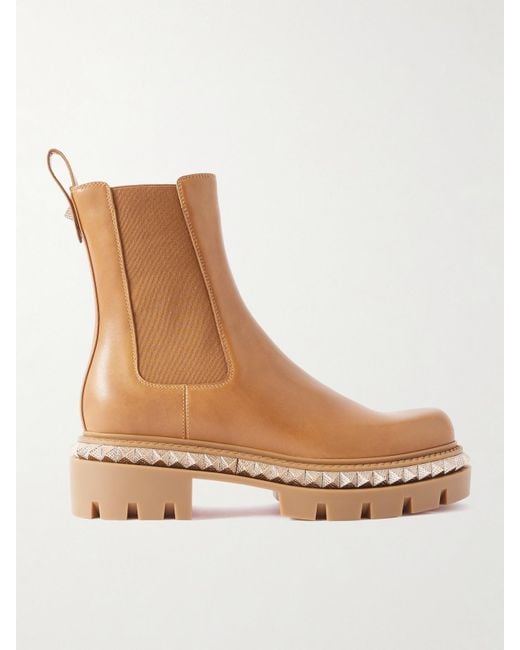 Christian Louboutin Brown Emilia Pyraclou Chelsea Boots Aus Leder Mit Nieten