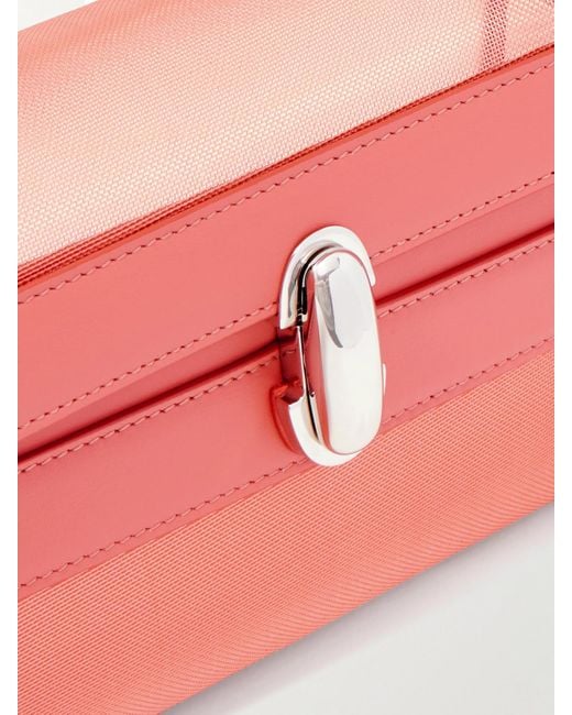 SAVETTE Pink Symmetry Pochette Leather And Mesh Tote