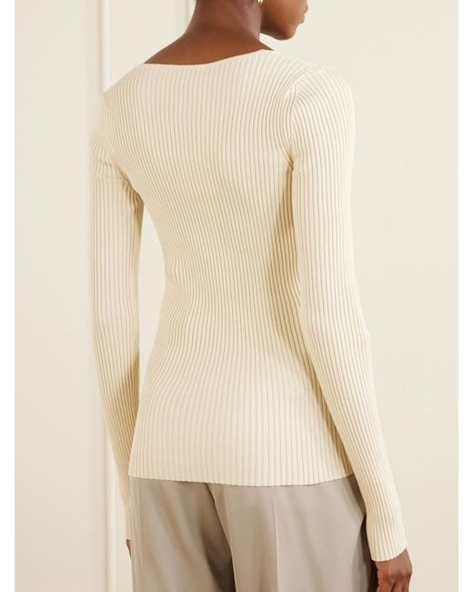 Stella McCartney Natural Ribbed Cotton-Blend Sweater