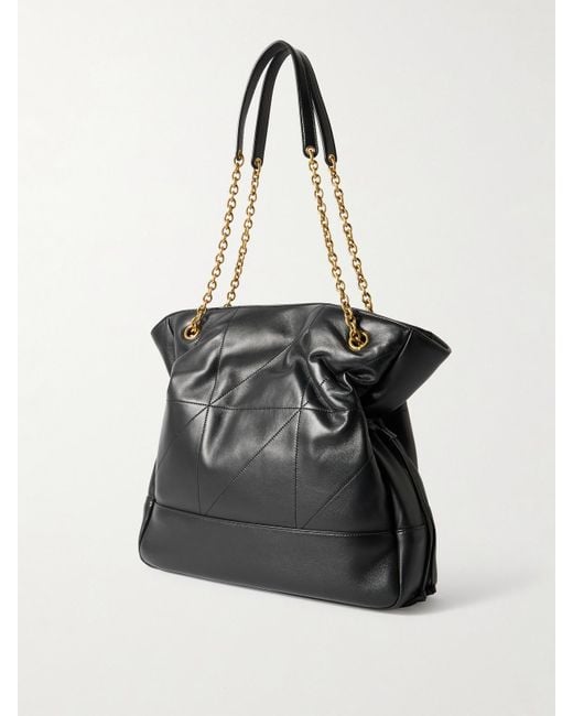 Saint Laurent Black Jamie Shopping Schultertasche Aus Gestepptem Leder Mit Applikation