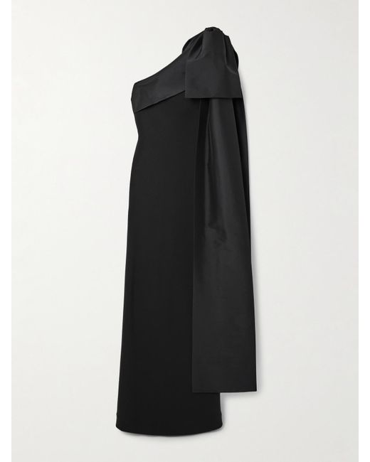 BERNADETTE Black Adrian Asymmetrische Robe Aus Crêpe Mit Schleife Aus Taft