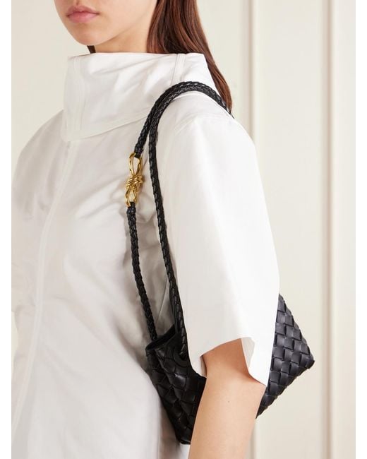 Bottega Veneta Black Mini Andiamo Intrecciato Leather Tote