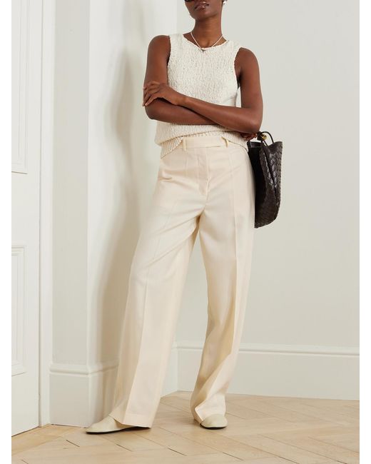 Rohe White Wool-Twill Wide-Leg Pants