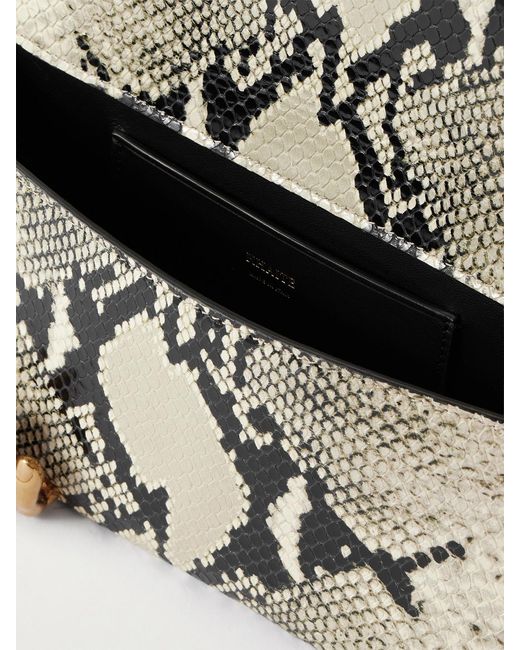 Khaite Natural Embellished Snake-Effect Leather Clutch