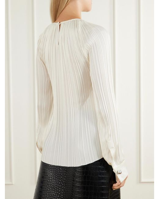Lanvin Natural Pleated Charmeuse Blouse