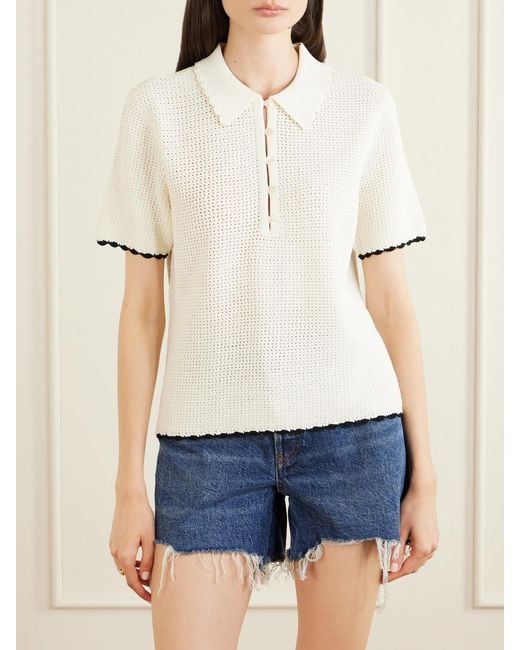 FRAME White Daybreak Mesh Polo Shirt