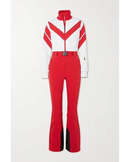 Perfect Moment Frost Belted Padded Down Ski Suit in Red | Lyst