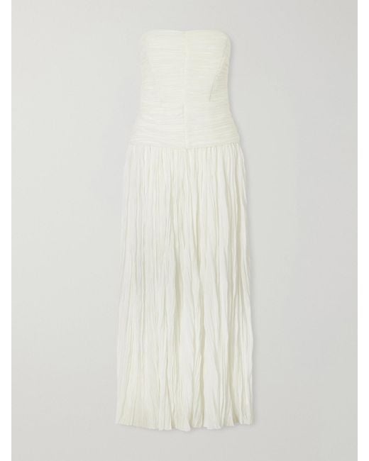 Jonathan Simkhai White Danielle Crinkled Bustier Gown