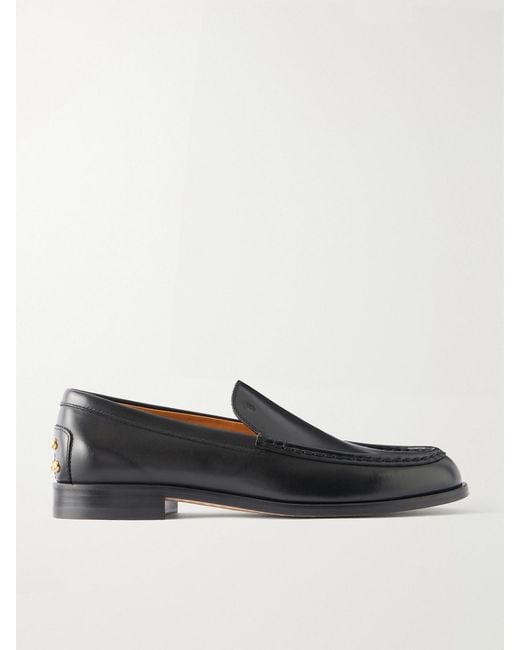 Tod's Black Logo-Debossed Studded Leather Loafers
