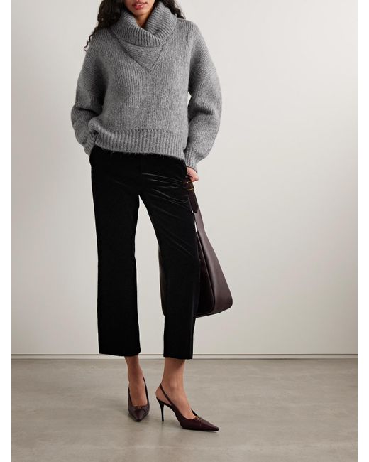 Saint Laurent Gray Pullover Aus Einer Alpakawollmischung Mit Schalkragen