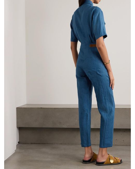 Rivet Utility Blue Dynamo Linen Jumpsuit