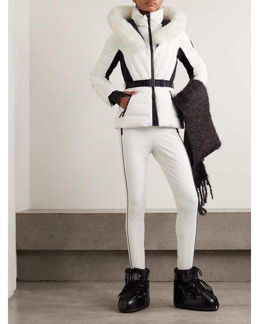 Mackage White Elita Hooded Belted Quilted Down Ski Jacket