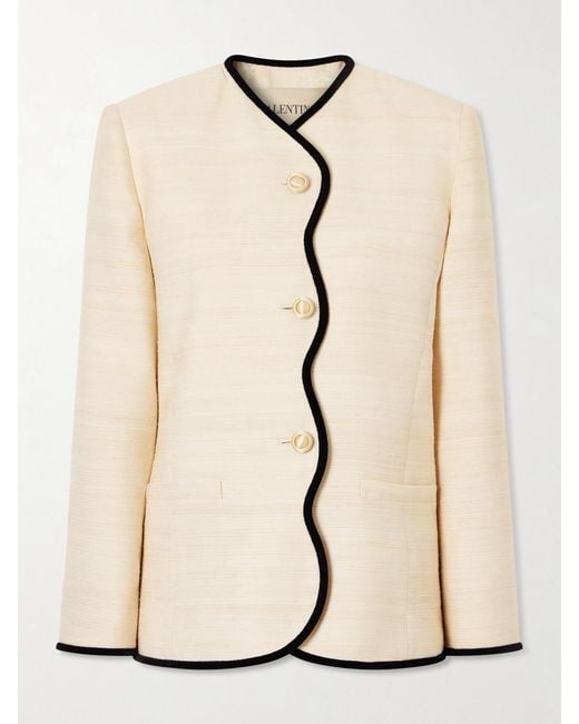Valentino Garavani Natural Silk And Linen-Blend Canvas Jacket