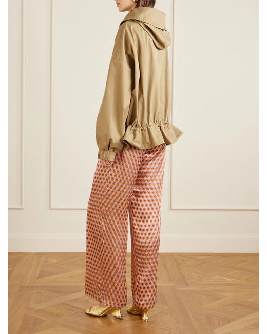 Dries Van Noten Natural Gathered Cotton-Twill Hooded Jacket