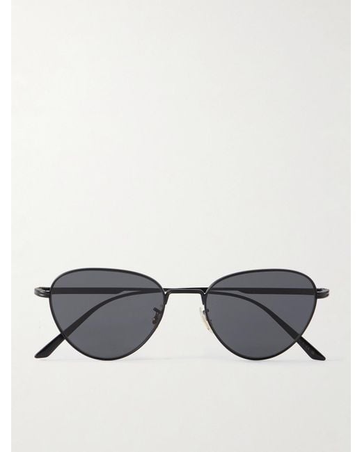 Oliver Peoples Black Khaite 1991C D-Frame Metal Sunglasses