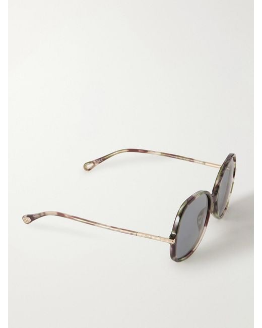 Chloé Gray Rounded-Frame Acetate Sunglasses