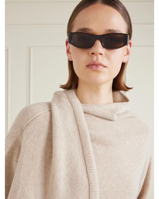 THISTLES Brown The Suede Square-Frame Acetate Sunglasses